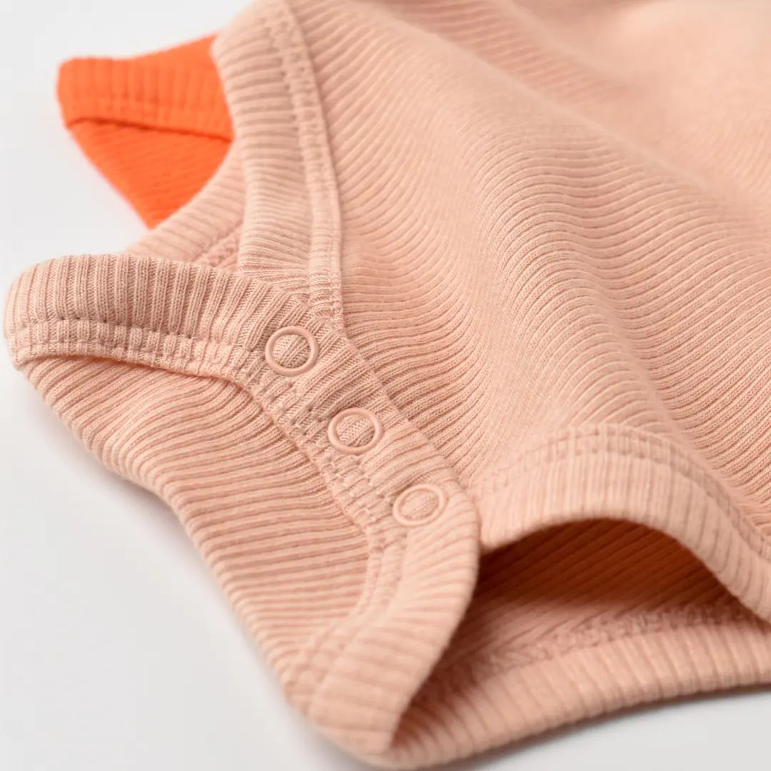 Long Sleeve Organic Modal Bodysuit Set - Orange & Peach