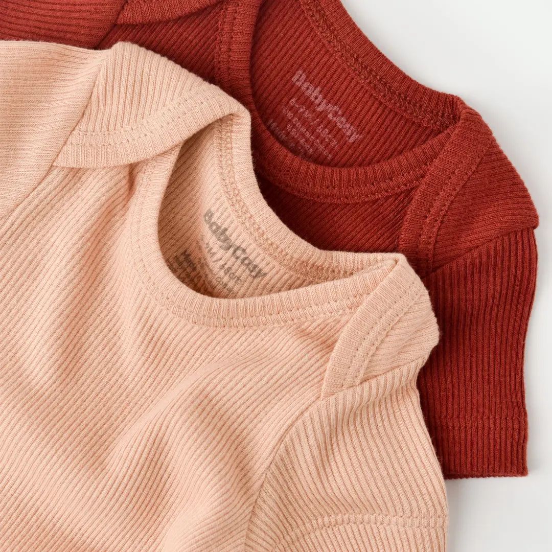 Organic Modal Bodysuit Set - Burgundy & Salmon