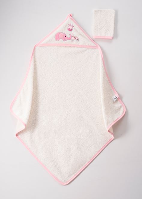 Baby Elephant & Giraffe Friends Towel and Scrub Mitt Set