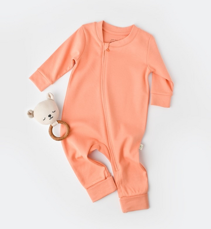 Organic Zippered Romper - Salmon