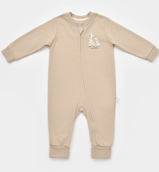 I Love My Mommy - Organic Natural Sand Zippered Romper