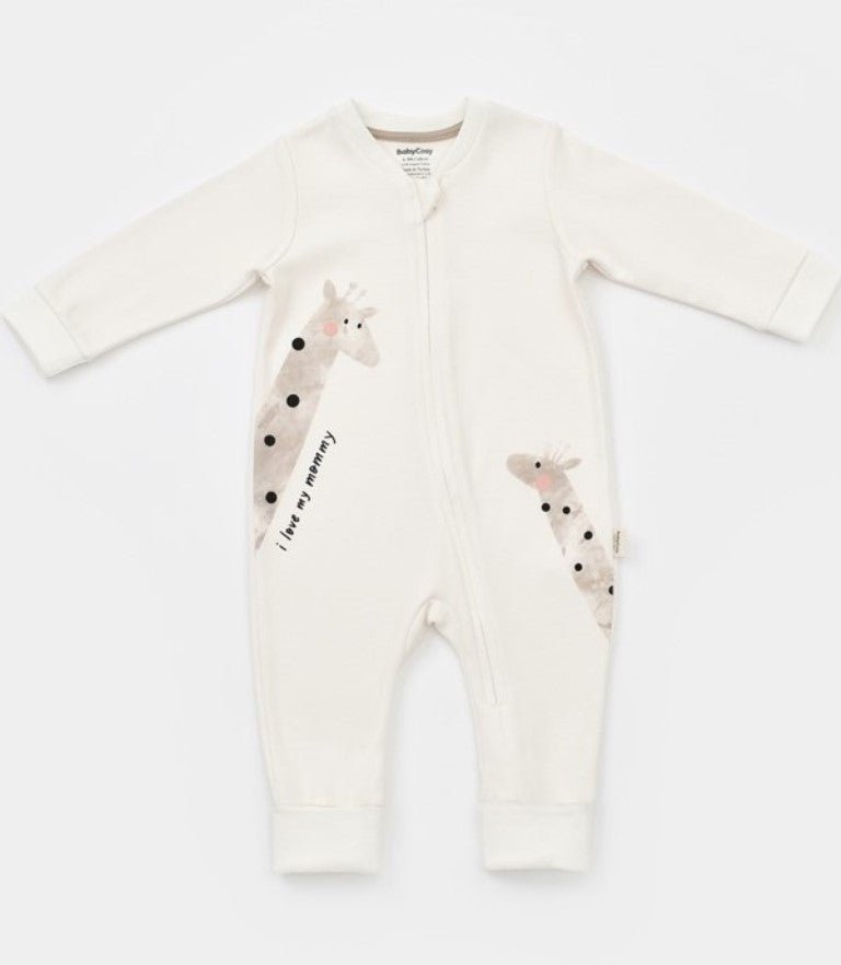 I Love My Mommy - Organic White Zippered Romper