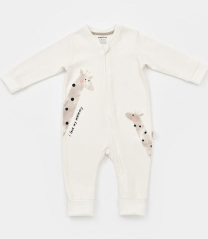 I Love My Mommy - Organic White Zippered Romper