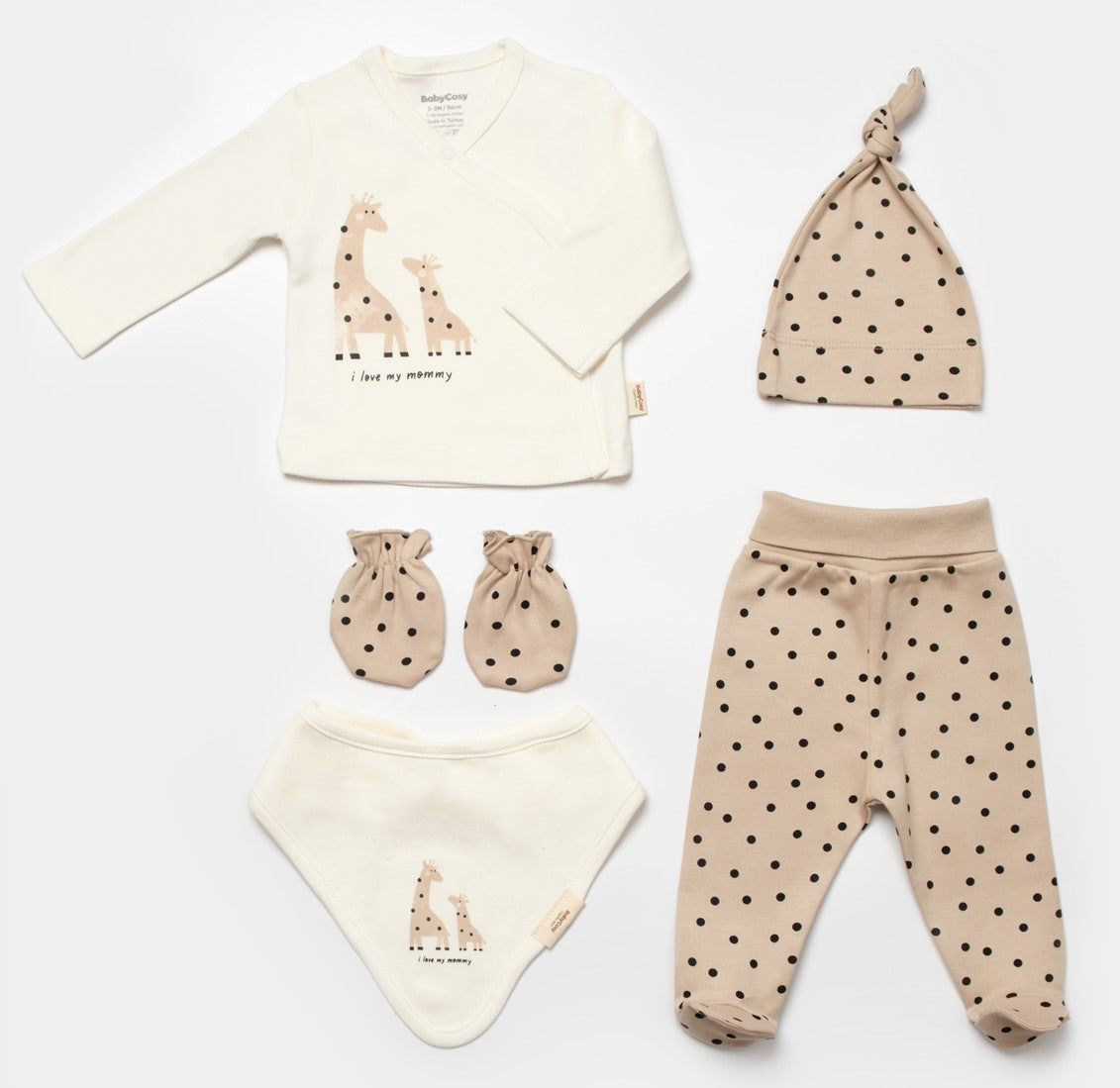 I Love My Mommy - Organic Giraffe Family 5 Piece Set