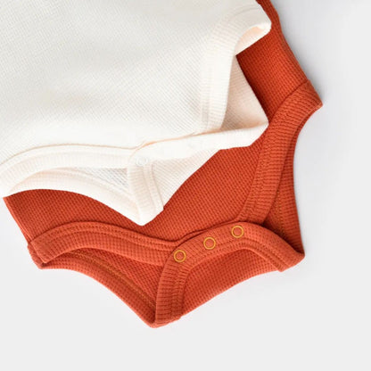 Organic Bodysuit Set - Terracotta & White