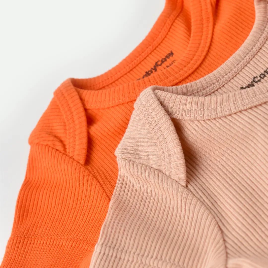 Organic Modal Bodysuit Set - Orange & Peach