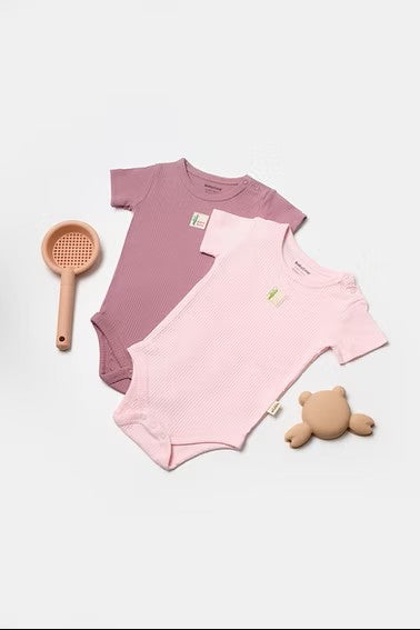 Organic BamBoo Bodysuit Set - Pink & Purple