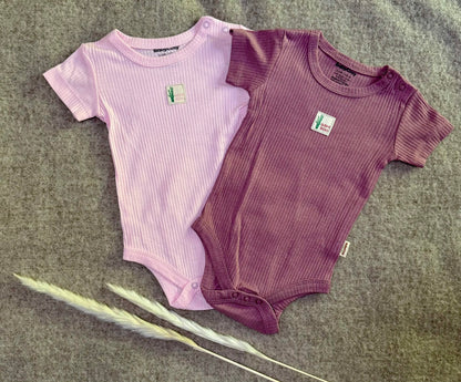 Organic BamBoo Bodysuit Set - Pink & Purple